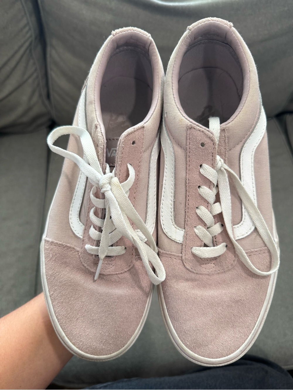 Vans Women's Old Skool Sneakers in Light Pink and White